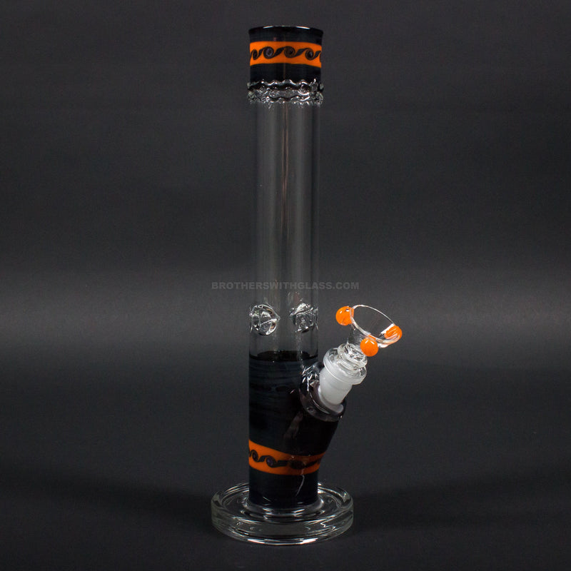 HVY Glass Straight Colored Wave Bong - Black with Waves.