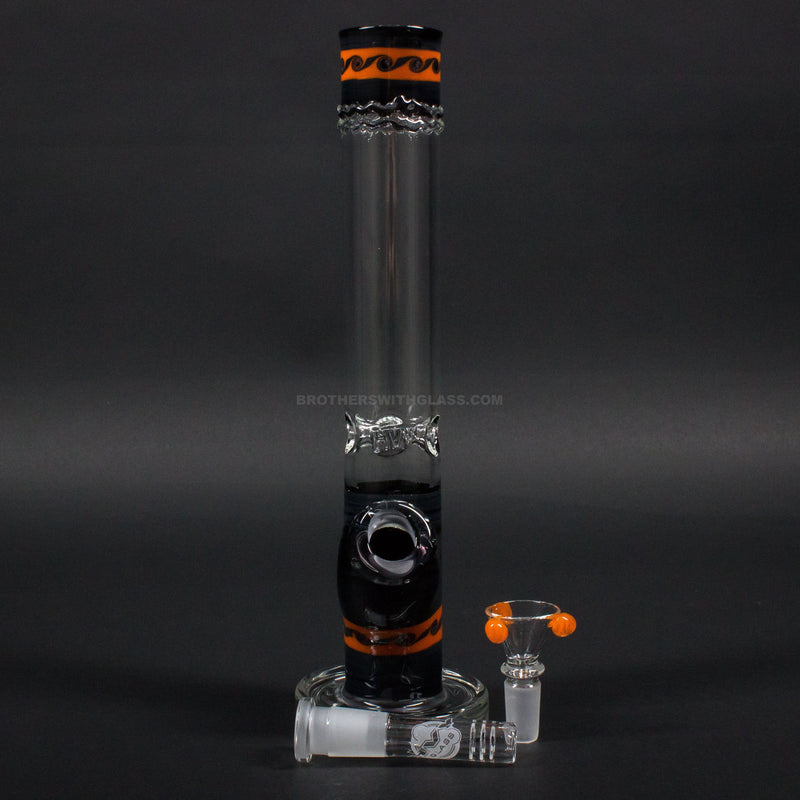 HVY Glass Straight Colored Wave Bong - Black with Waves.