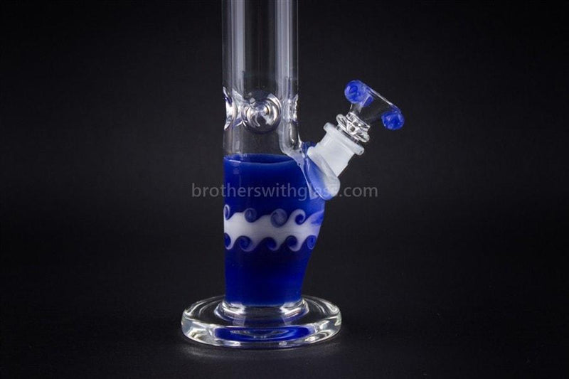 HVY Glass Straight Colored Wave Bong - Blue with Waves.