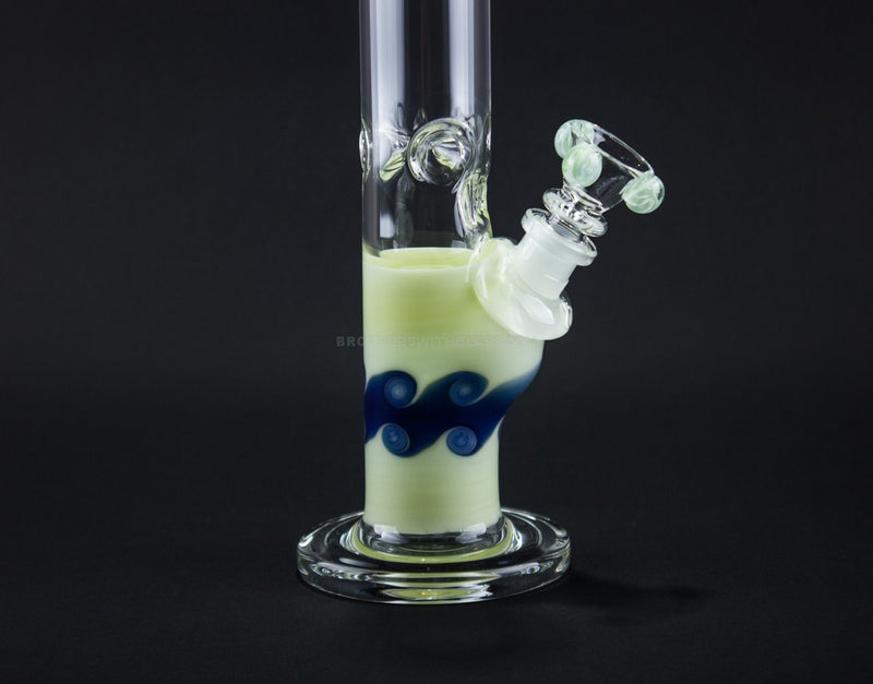 HVY Glass Straight Colored Wave Bong - Mint with Waves.