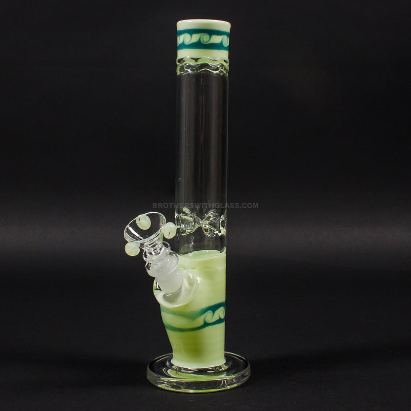 HVY Glass Straight Colored Wave Bong - Mint with Waves.