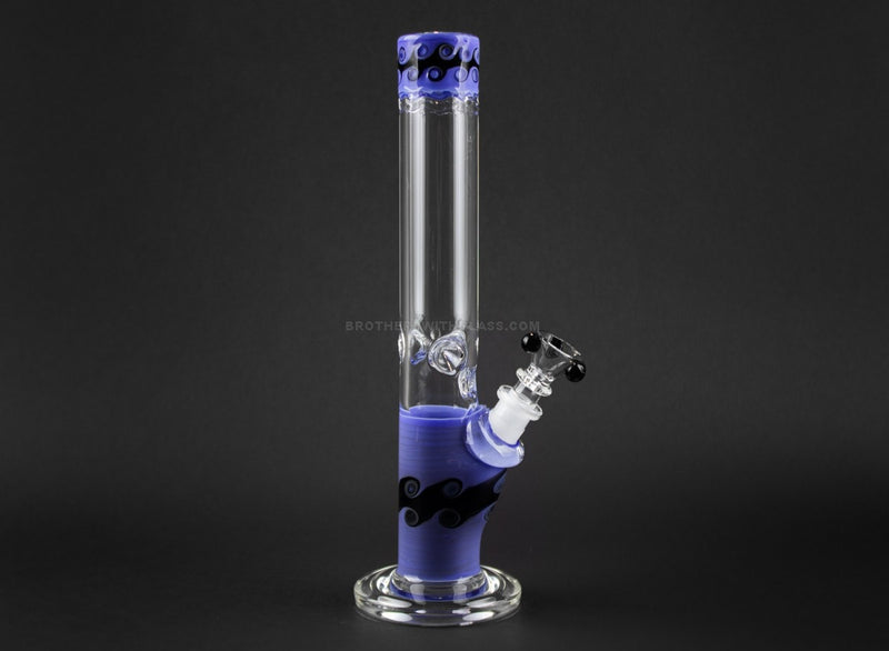 HVY Glass Straight Colored Wave Bong - Purple with Waves.