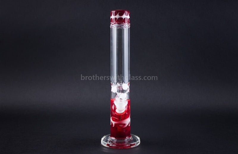 HVY Glass Straight Colored Wave Bong - Red with Waves.