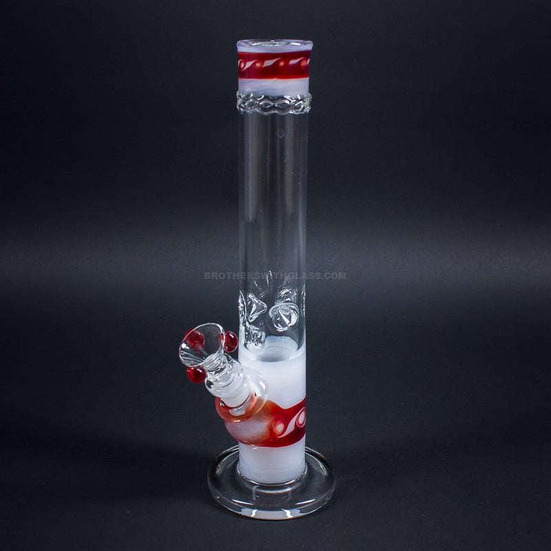 HVY Glass Straight Colored Wave Bong - White with Waves.