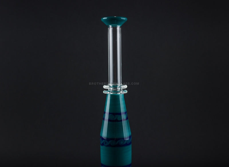 HVY Glass Straight Fish Perc Water Pipe - Teal With Waves.