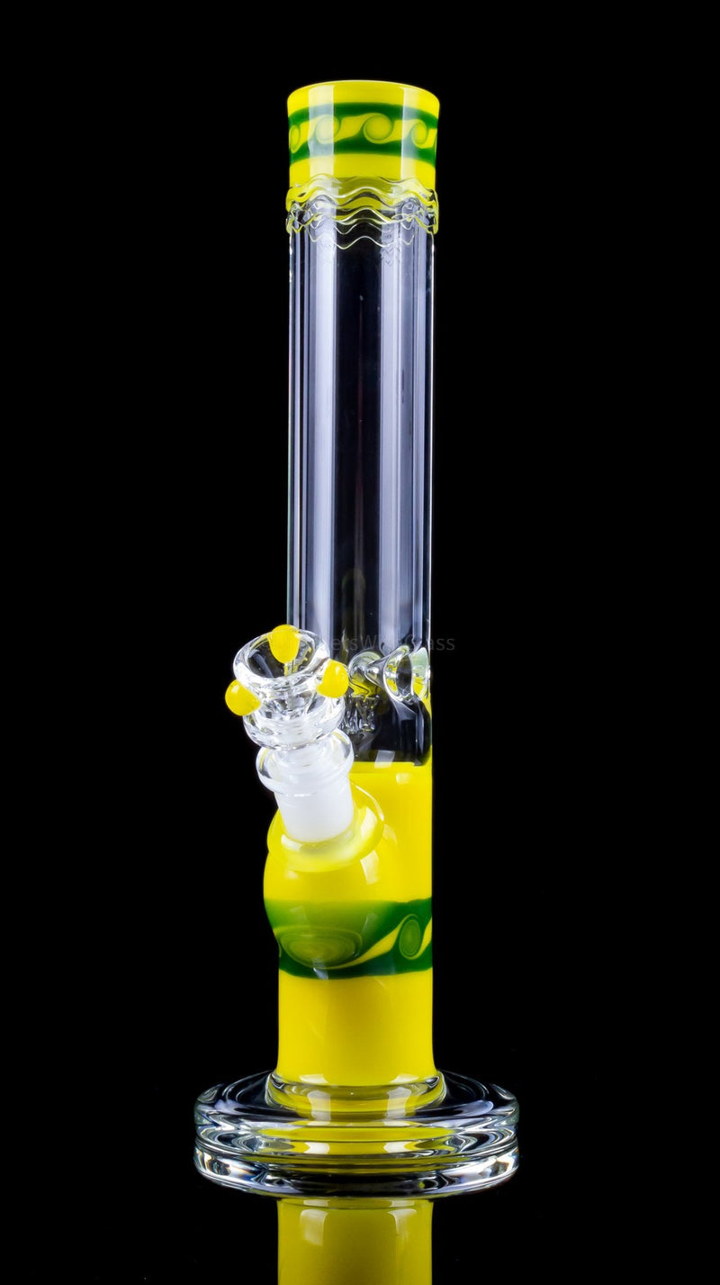 HVY Glass Straight Worked Color Wave Bong - Yellow.