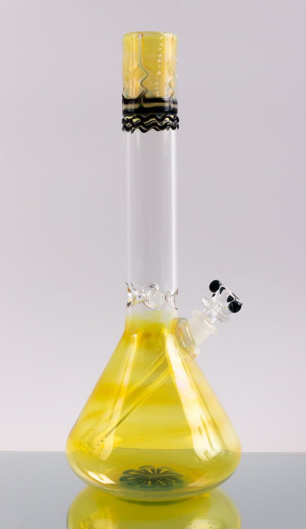 HVY Glass Worked and Fumed Beaker Bong - Black.