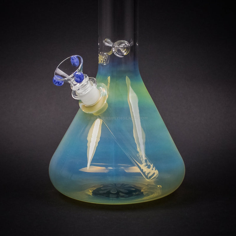 HVY Glass Worked and Fumed Beaker Bong - Blue.