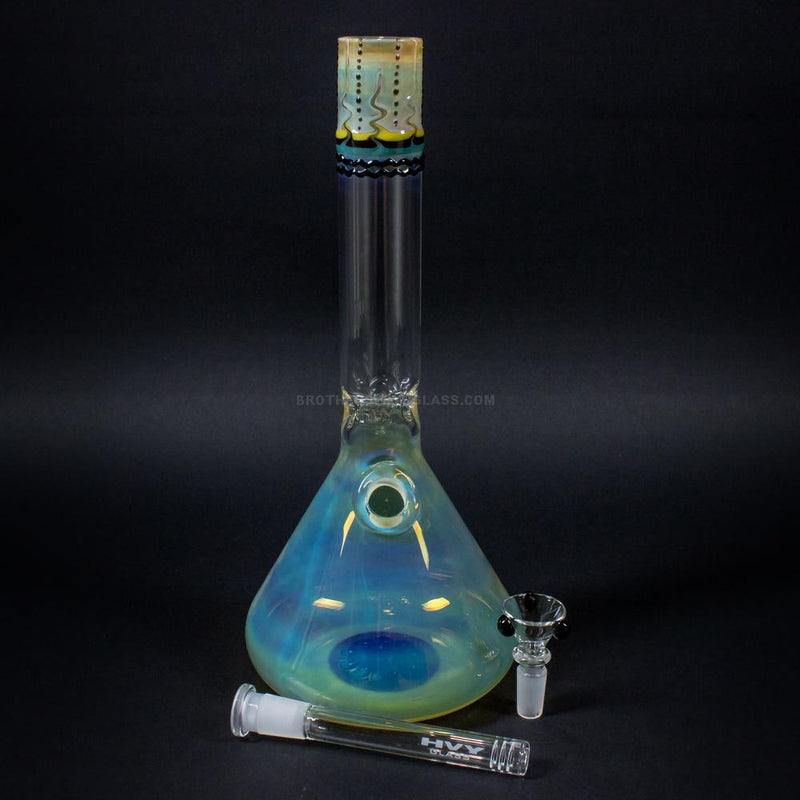 HVY Glass Worked and Fumed Beaker Bong - Blue.