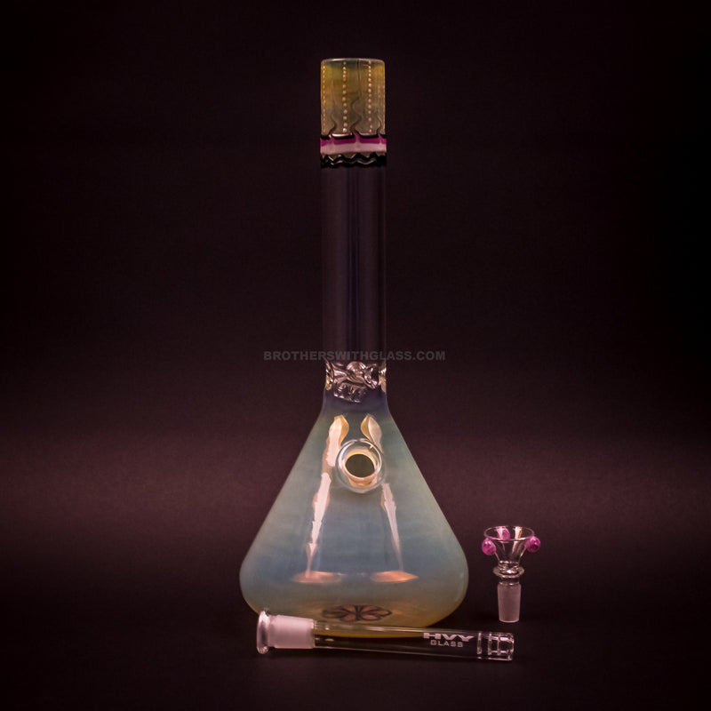 HVY Glass Worked and Fumed Beaker Bong - Purple.