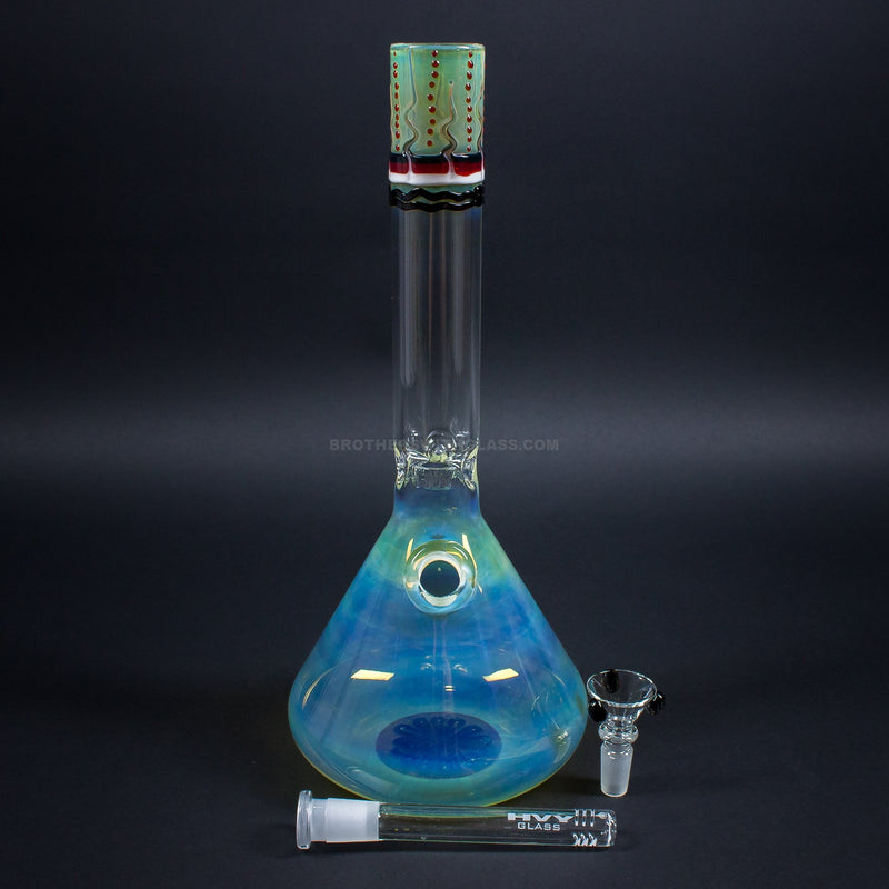HVY Glass Worked and Fumed Beaker Bong - Red.