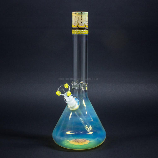 HVY Glass Worked and Fumed Beaker Bong - Yellow.