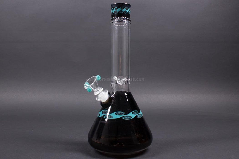 HVY Glass Worked Beaker Bong - Black with Waves.