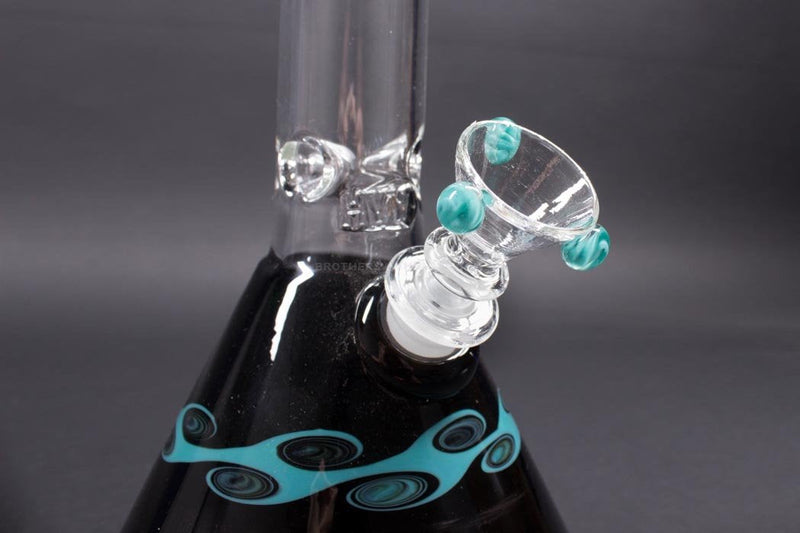 HVY Glass Worked Beaker Bong - Black with Waves.