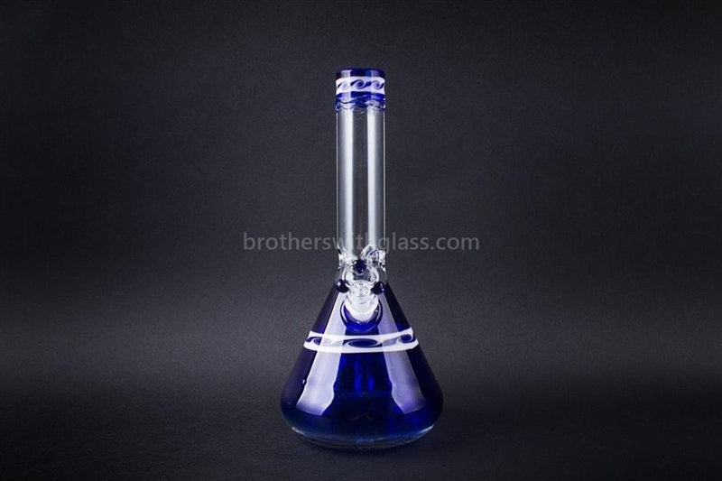 HVY Glass Worked Beaker Bong - Blue with Waves.