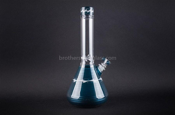 HVY Glass Worked Beaker Bong - Dark Teal with Waves.