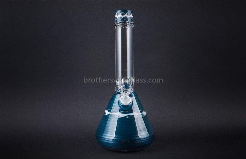 HVY Glass Worked Beaker Bong - Dark Teal with Waves.