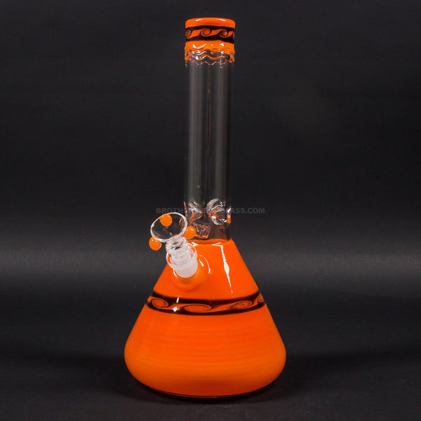 HVY Glass Worked Beaker Bong - Orange With Waves.