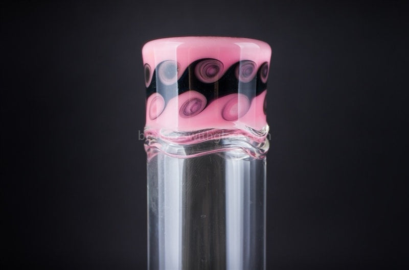 HVY Glass Worked Beaker Bong - Pink with Black Waves.