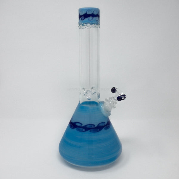 HVY Glass Worked Beaker Bong - Sky Blue with Waves.