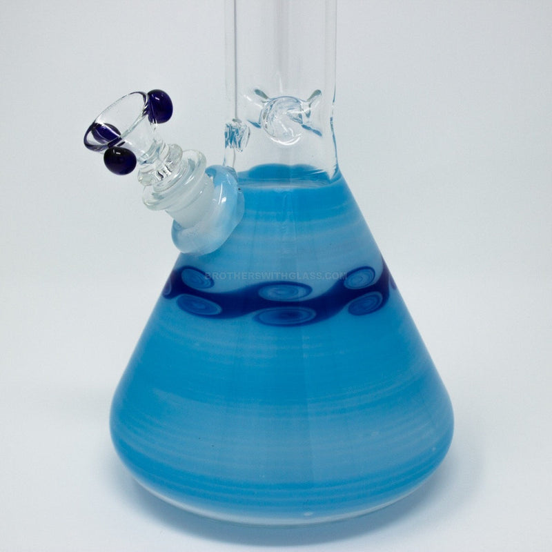 HVY Glass Worked Beaker Bong - Sky Blue with Waves.