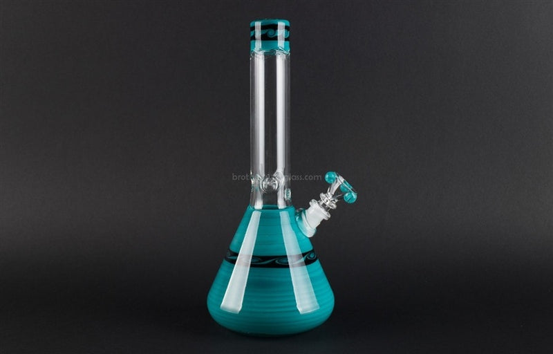 HVY Glass Worked Beaker Bong - Teal With Waves.