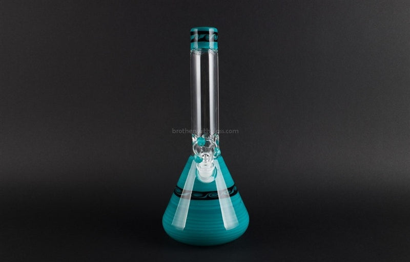 HVY Glass Worked Beaker Bong - Teal With Waves.