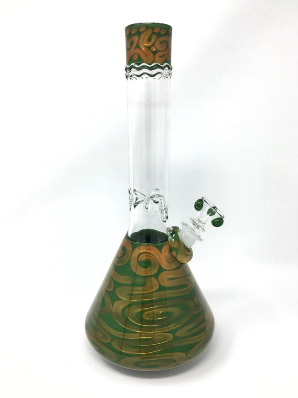 HVY Glass Worked Coil Beaker Bong - Forest Green.