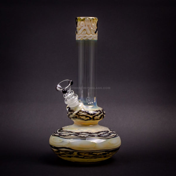HVY Glass Worked Color Cane Double Bubble Bong - Black Laced.