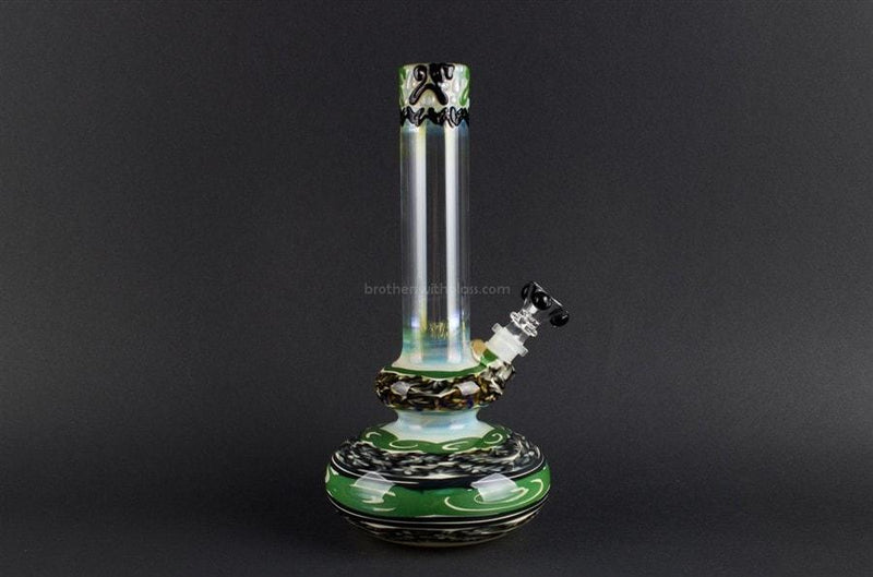 HVY Glass Worked Color Cane Double Bubble Bong - Forest Green.