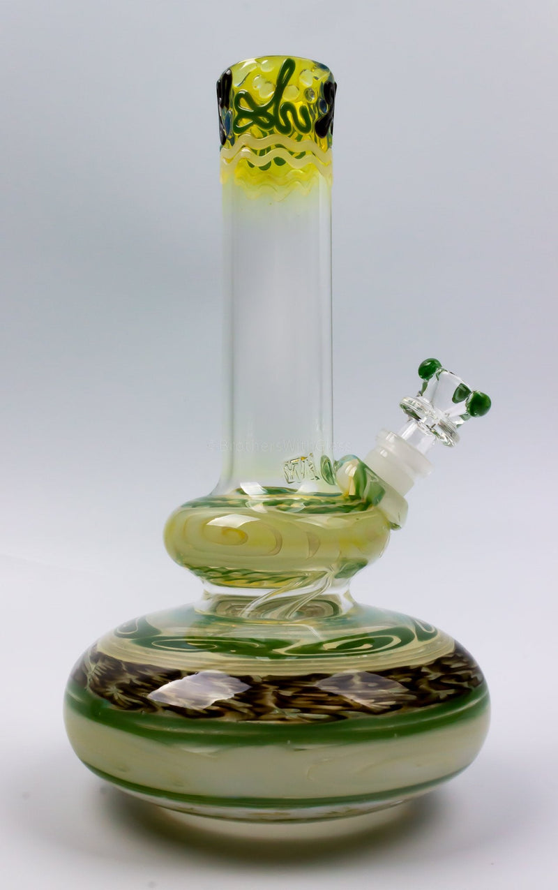 HVY Glass Worked Color Cane Double Bubble Bong - Green.