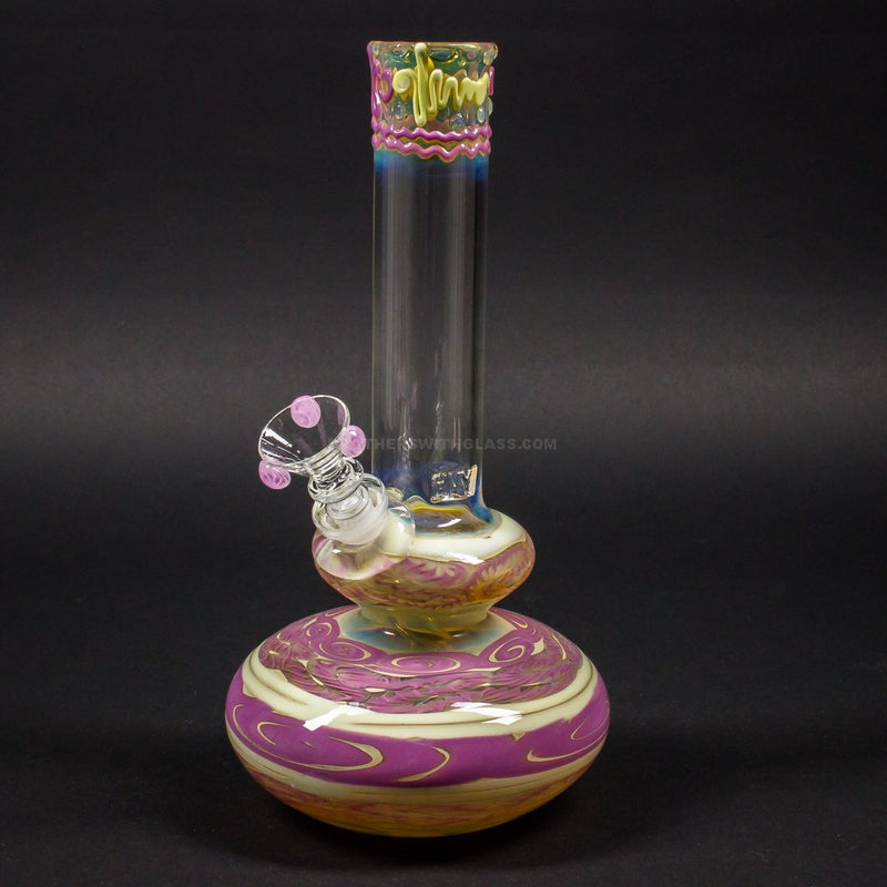 HVY Glass Worked Color Cane Double Bubble Bong - Pink.