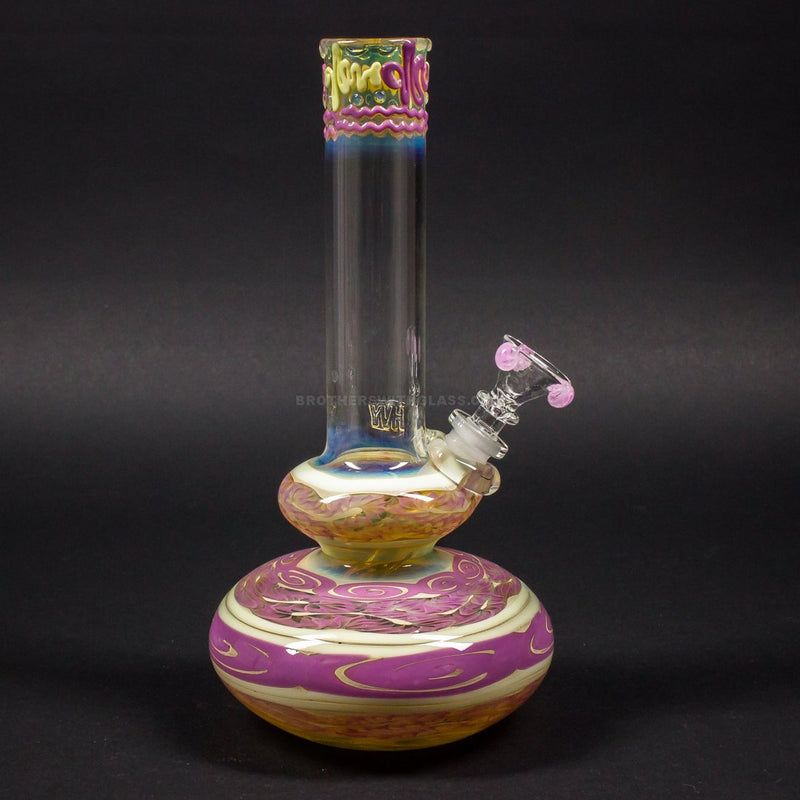 HVY Glass Worked Color Cane Double Bubble Bong - Pink.