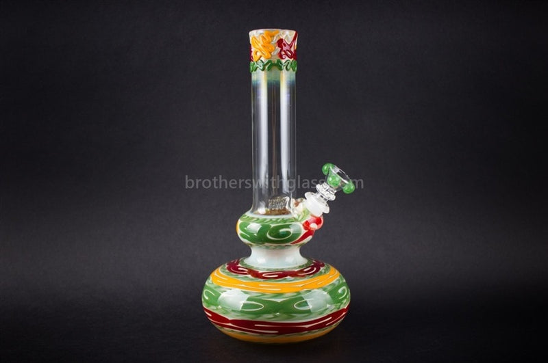 HVY Glass Worked Color Cane Double Bubble Bong - Rasta.