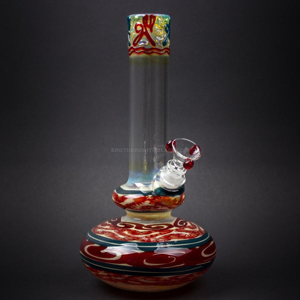 HVY Glass Worked Color Cane Double Bubble Bong - Red White and Blue.