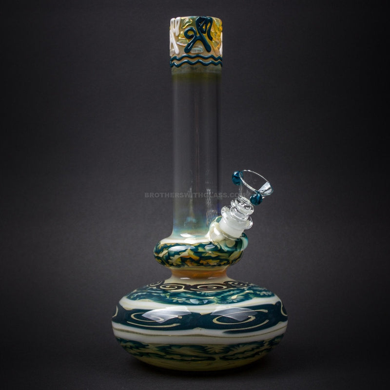 HVY Glass Worked Color Cane Double Bubble Bong - The Blues.
