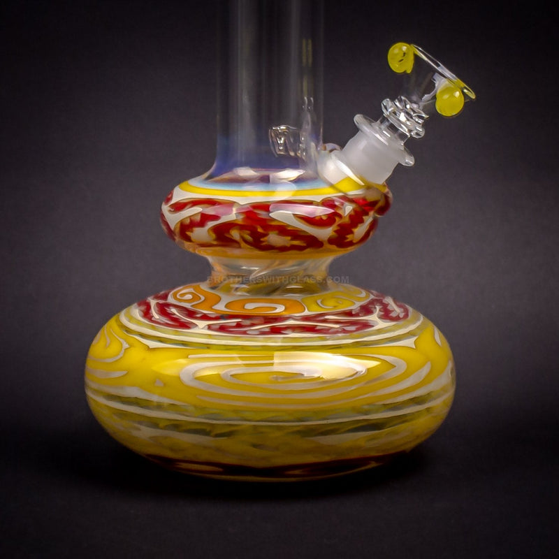 HVY Glass Worked Color Cane Double Bubble Bong - Yellow.