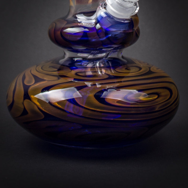 HVY Glass Worked Color Coiled and Fumed Double Bubble Bong - Fumed Cobalt.