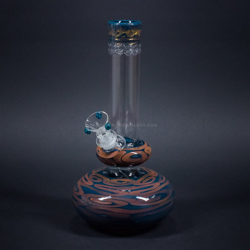 HVY Glass Worked Color Coiled and Fumed Double Bubble Bong - Metallic.