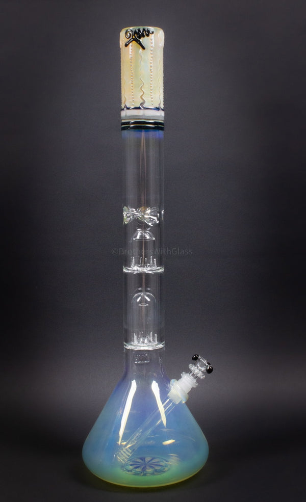 HVY Glass Worked Dome Perc Fumed Beaker Water Pipe - Black.