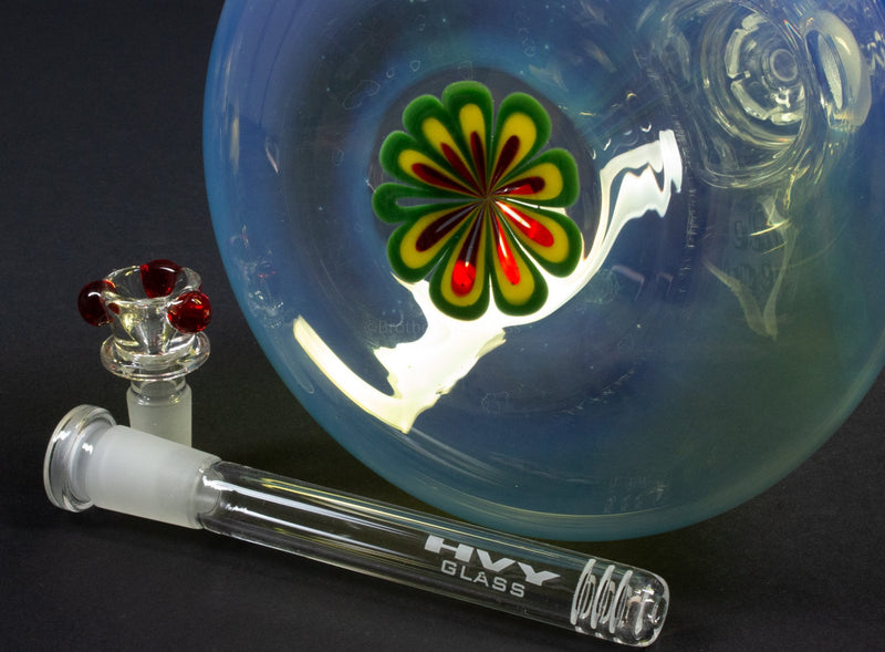 HVY Glass Worked Dome Perc Fumed Beaker Water Pipe - Rasta.