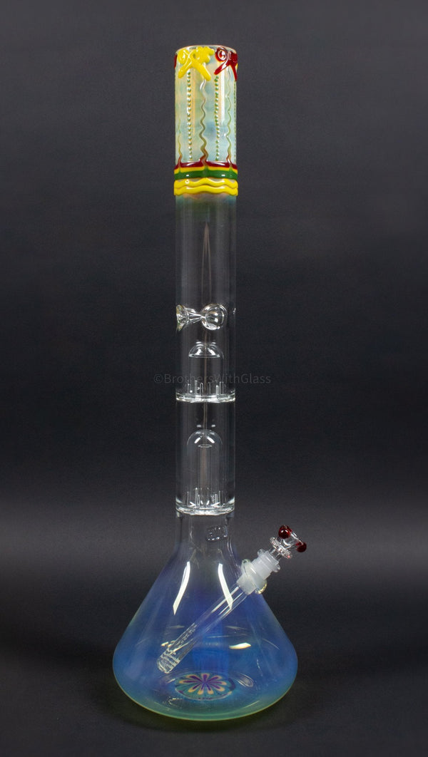 HVY Glass Worked Dome Perc Fumed Beaker Water Pipe - Rasta.