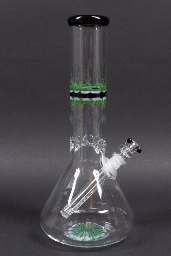 HVY Glass Worked Flower Beaker Bong - Green.