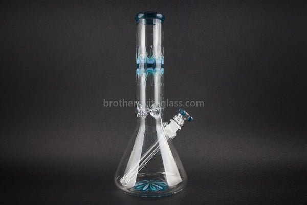 HVY Glass Worked Flower Beaker Water Pipe - Blue.