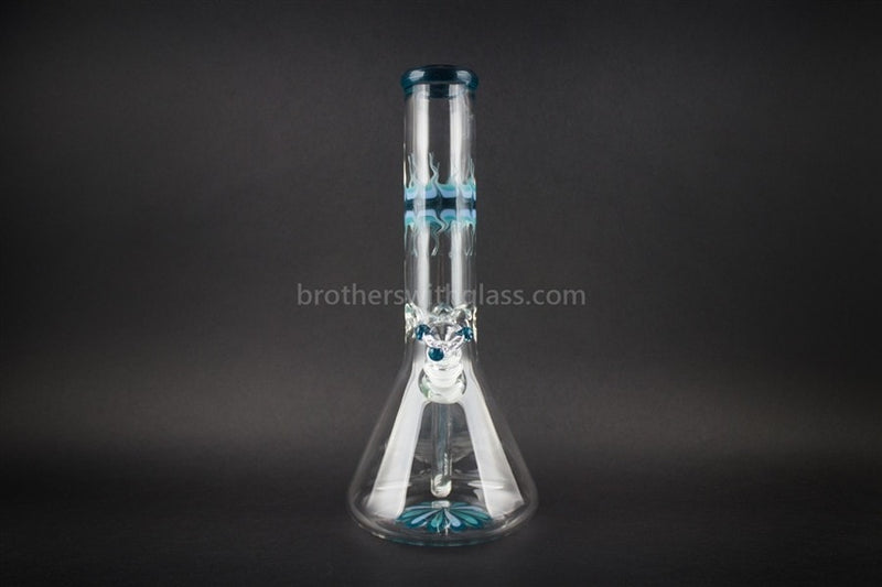 HVY Glass Worked Flower Beaker Water Pipe - Blue.