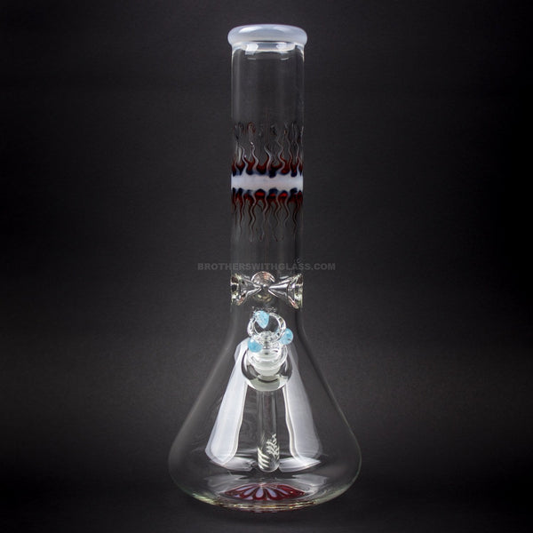 HVY Glass Worked Flower Beaker Water Pipe - White.