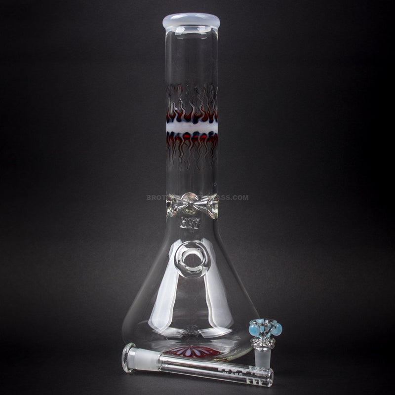 HVY Glass Worked Flower Beaker Water Pipe - White.
