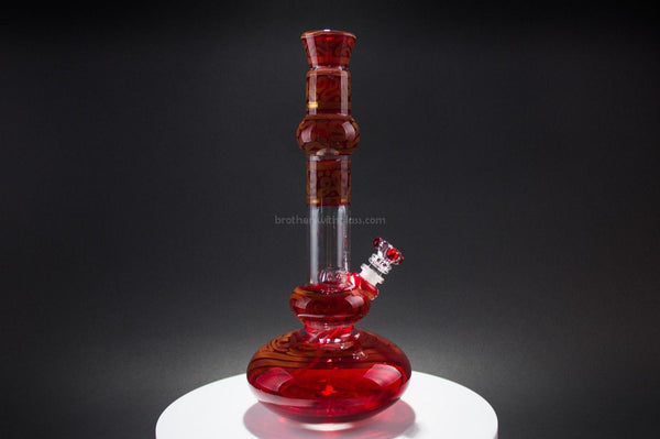 HVY Glass WRKD Genie Bottle Fumed Bubble Water Pipe - Ruby.