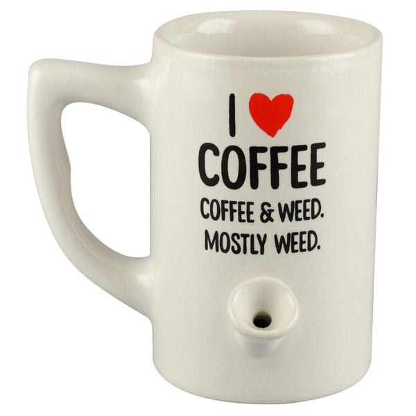 I Love Coffee Ceramic Mug Hand Pipe.