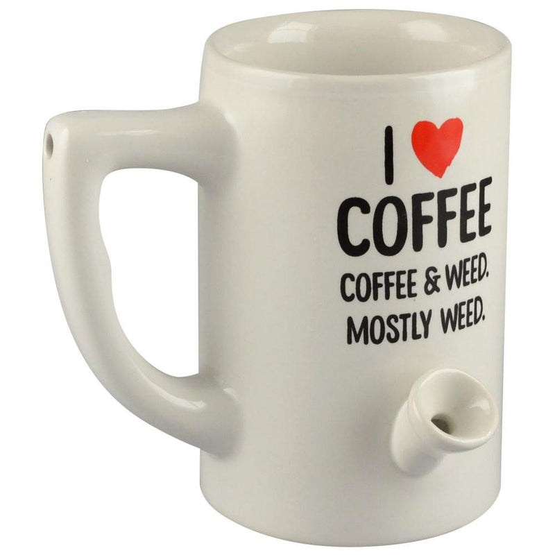 I Love Coffee Ceramic Mug Hand Pipe.